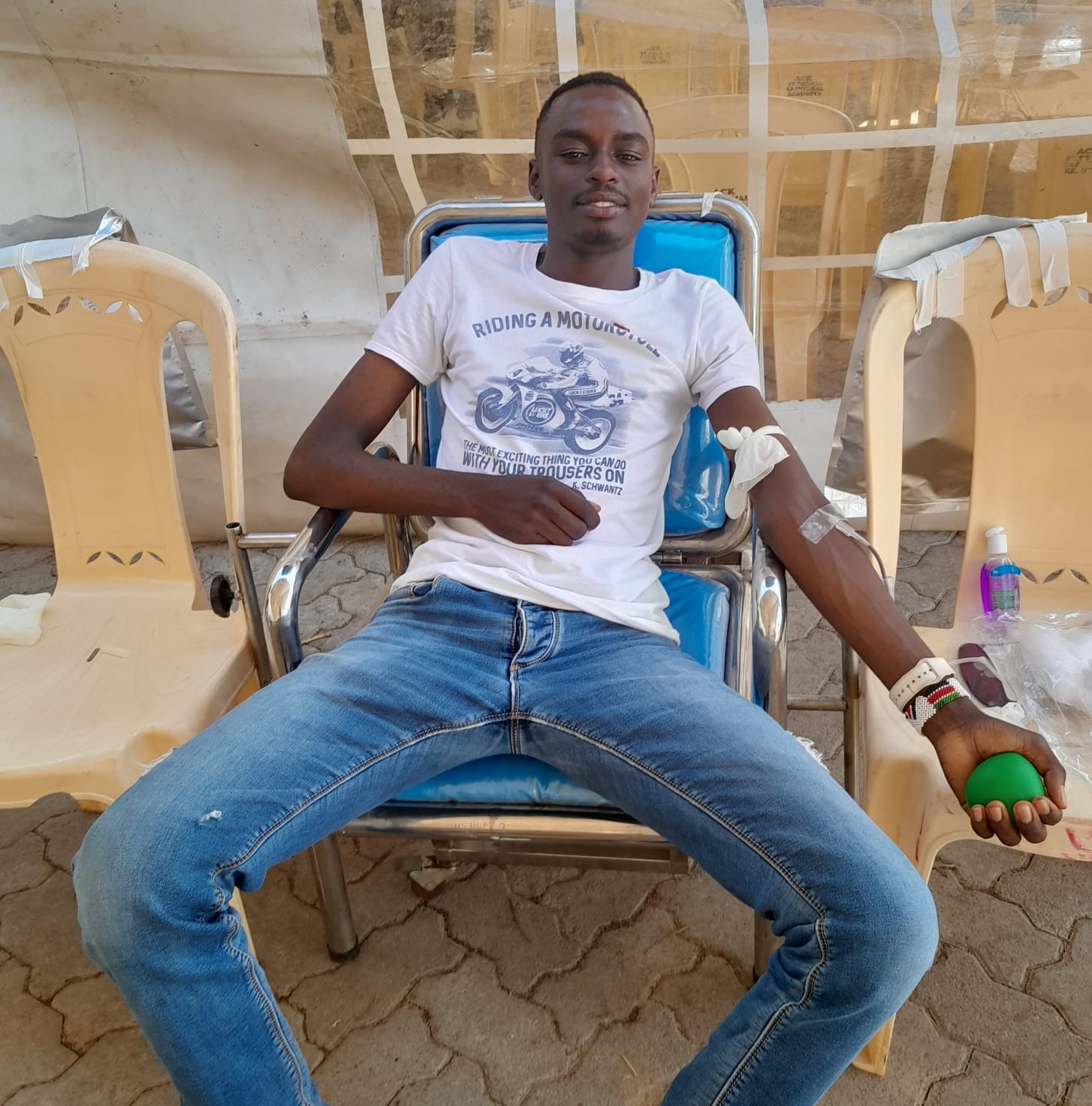 Blood donation in action